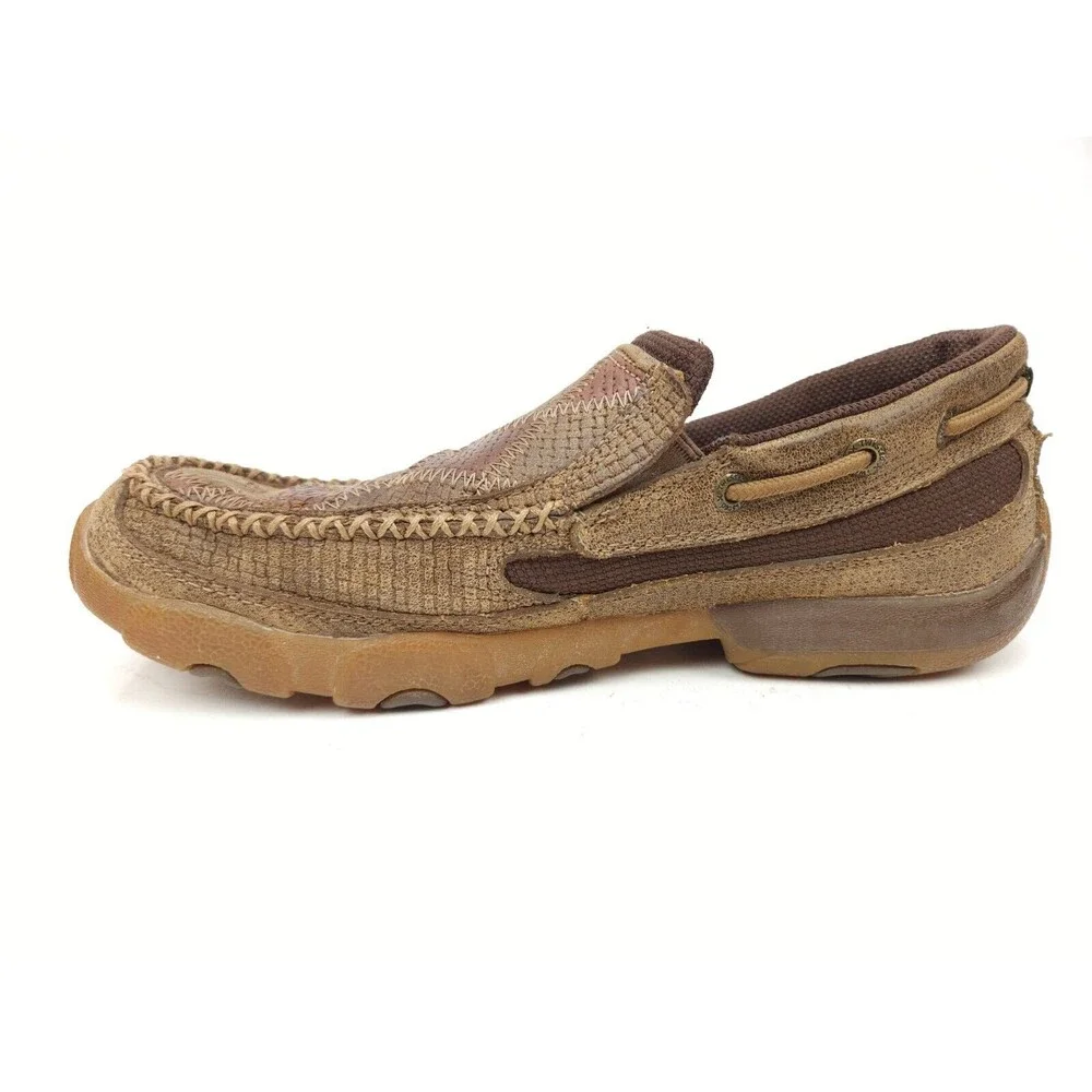 Men's Twisted X Driving Moc Loafers, Argyle Patchwork Style MDMS010 Size 7 M